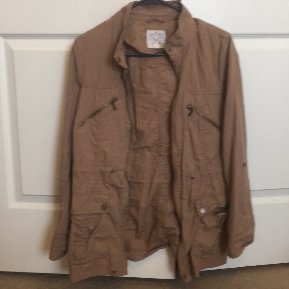 tan jacket with zipper